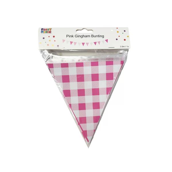 Pink Gingham Bunting - 350cm - Image 5