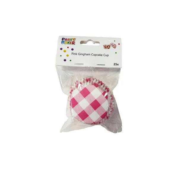 25 Pack Pink Gingham Cupcake Cup - 7cm x 3cm x 5cm - Image 5