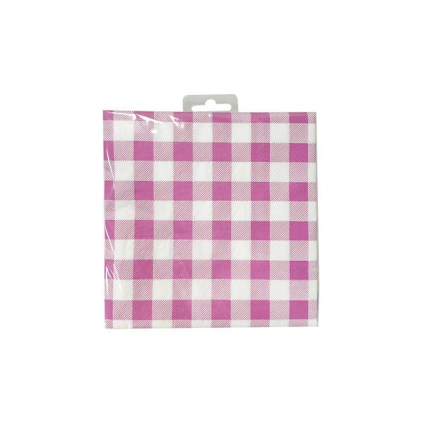 25 Pack Pink Gingham Lunch Napkin - 33cm x 33cm - Image 5