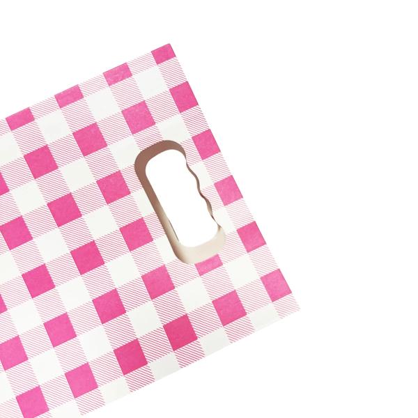6 Pack Pink Gingham Paper Bag - 12cm x 6cm x 18.5cm - Image 4