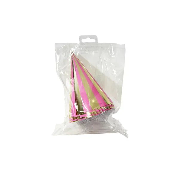 6 Pack Pink Gingham Paper Hat - 16cm x 10cm - Image 5