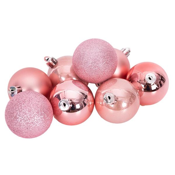 Pink Shatterproof Baubles - 8cm x 5cm