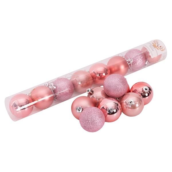 Pink Shatterproof Baubles - 8cm x 5cm - Image 2