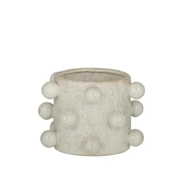 Ivory Pip Ceramic Pot - 16cm x 11.5cm