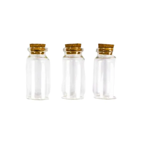 3 Pack Mini Glass Bottles with Cork Lid - 6cm