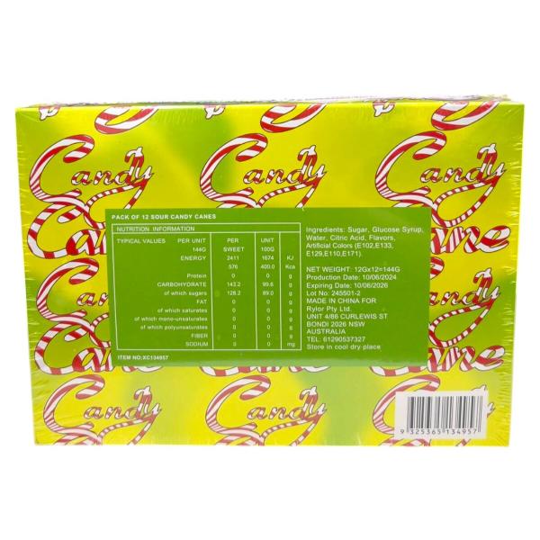 12 Pack Sweet & Sour Candy Canes - 144g - Image 3