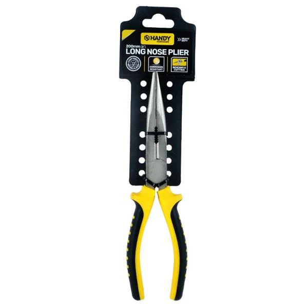 Black & Yellow Premium Long Nose Plier With Comfort Grip Handle - 20cm