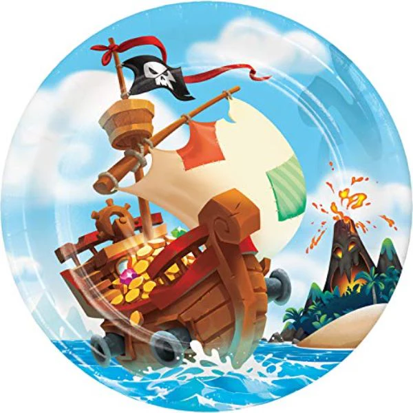 8 Pack Pirate Treasure Dinner Plate