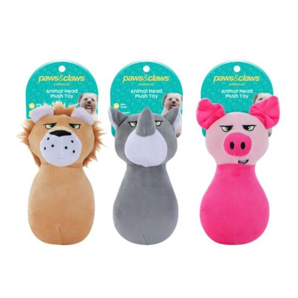Animal Head Plush Squeaky Pet Toy - 20cm x 11cm x 10cm