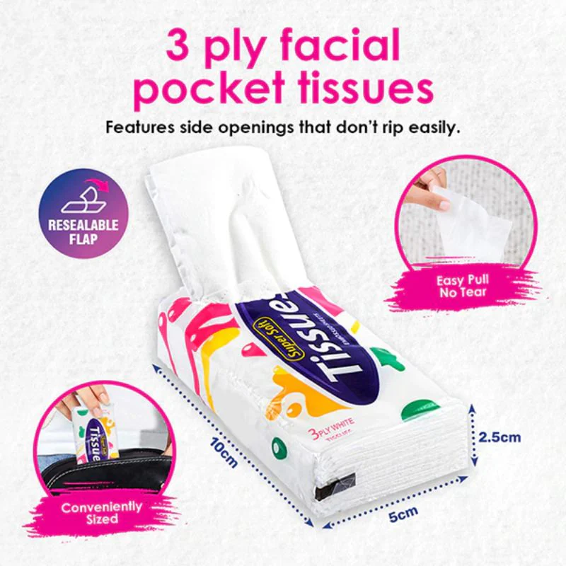 8 Pack 3 Ply Pocket Tissue - Image 2