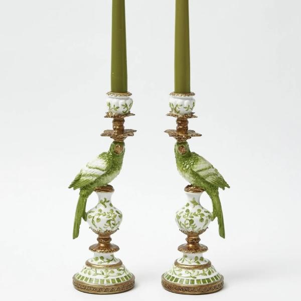 Green Polly Parrot Resin Candle Holder - 9cm x 28cm - Image 2