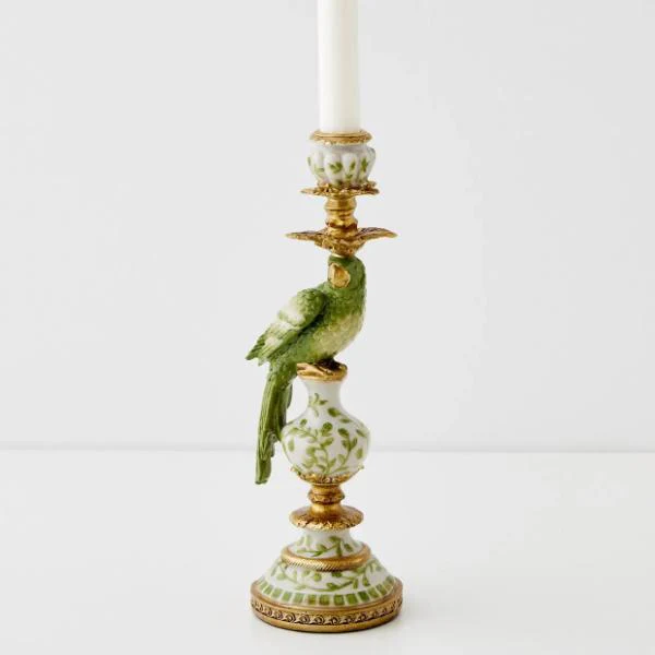 Green Polly Parrot Resin Candle Holder - 9cm x 28cm - Image 3