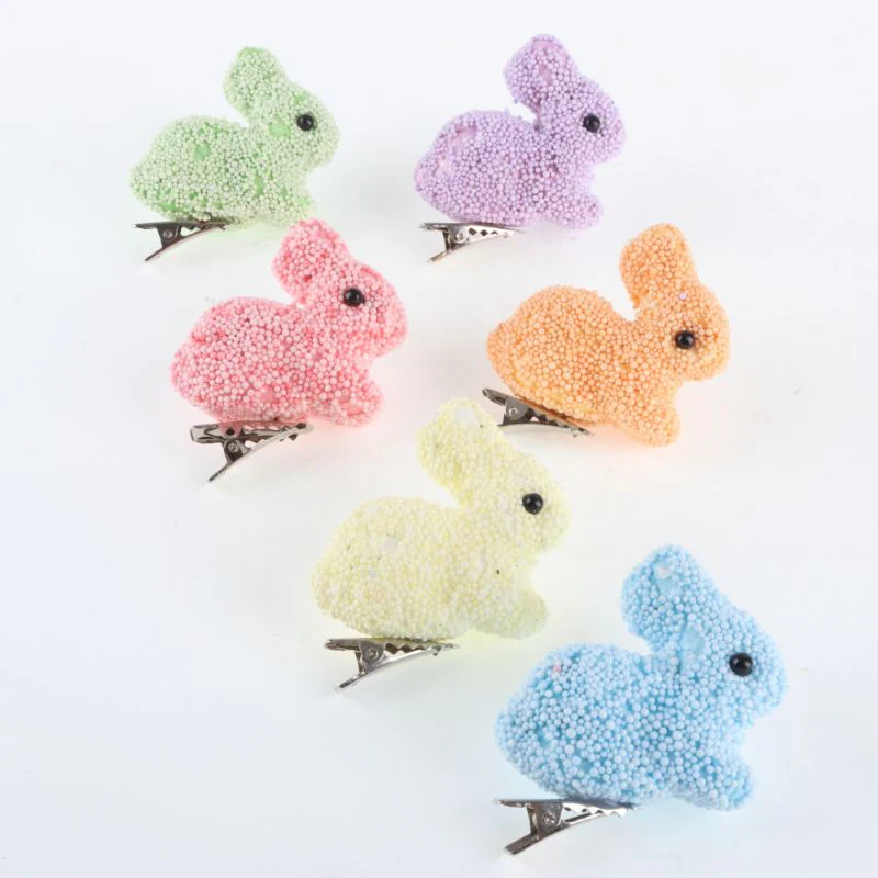 6 Pack Polystyrene Decorative Easter Rabbit with Clip - 5cm x 3.5cm - Image 3