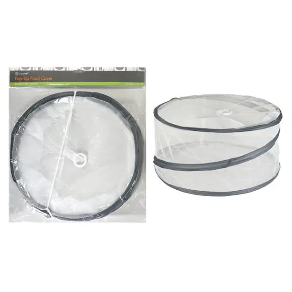 White & Grey Pop Up Folding Food Cover - 34.5cm x 19cm
