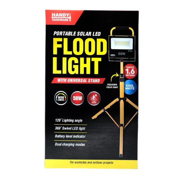 Portable Worklight 50W Rechargeable Solar With Adjustable Tripod 33cm x 23cm x 5.9cm - Image 2