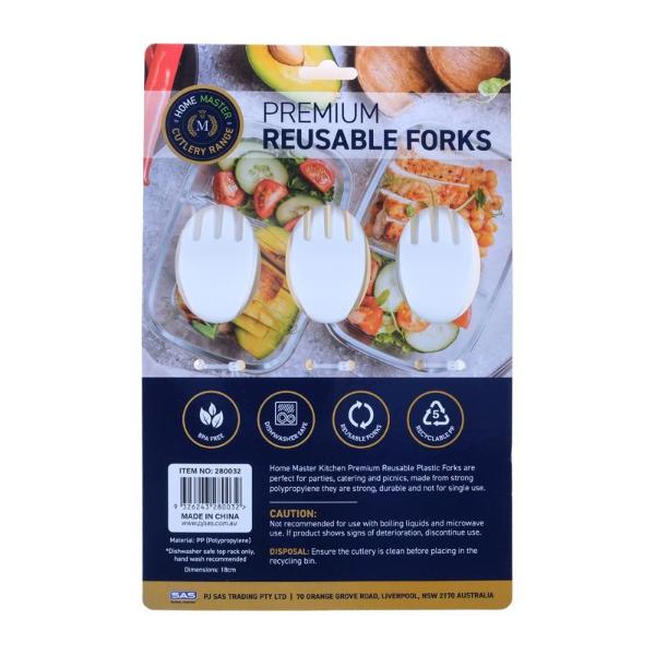 24 Pack White Premium Reusable Fork - 18cm - Image 3