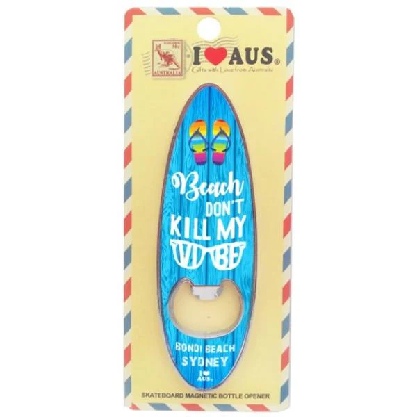Blue Surf Board Wordings Opener Magnet