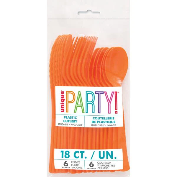18 Pack Pumpkin Orange Reusable Cutlery - Image 2