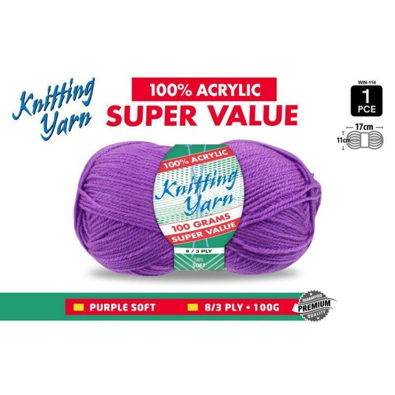 Purple Knitting Yarn 8 Ply - 100g