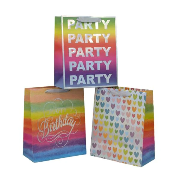Large Rainbow Celebration Gift Bag - 32cm x 26cm x 12cm