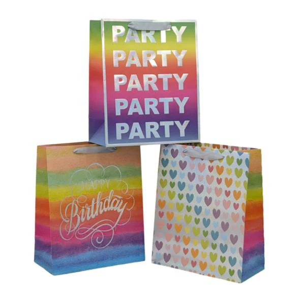 Medium Rainbow Celebration Gift Bag - 23cm x 17.7cm x 10cm