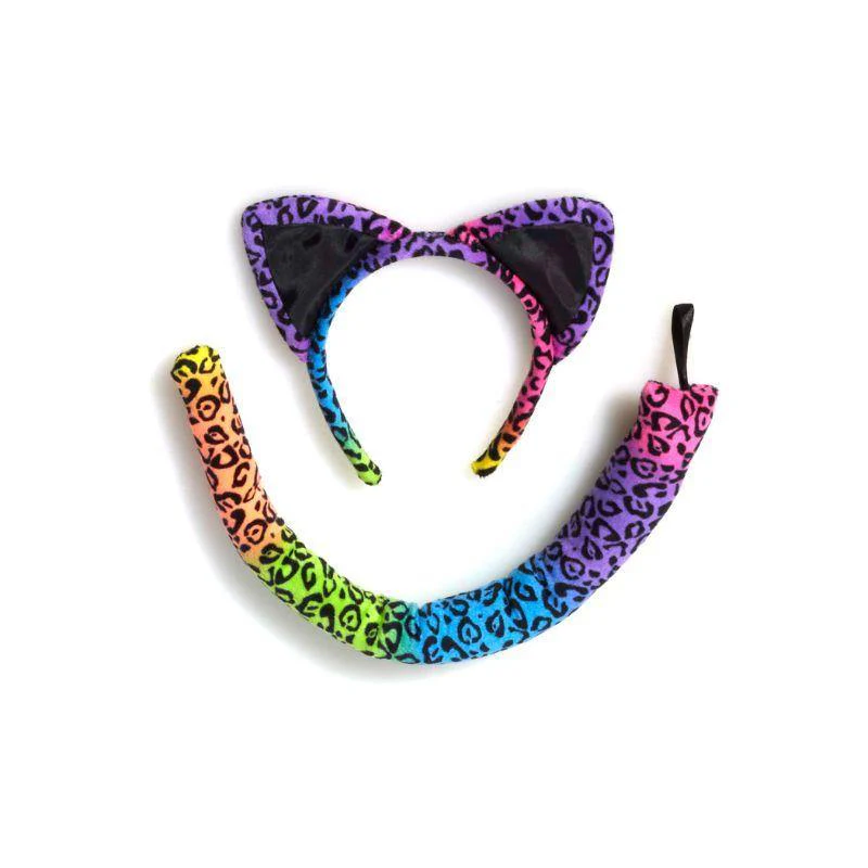 Rainbow Leopard Ears & Tail Set