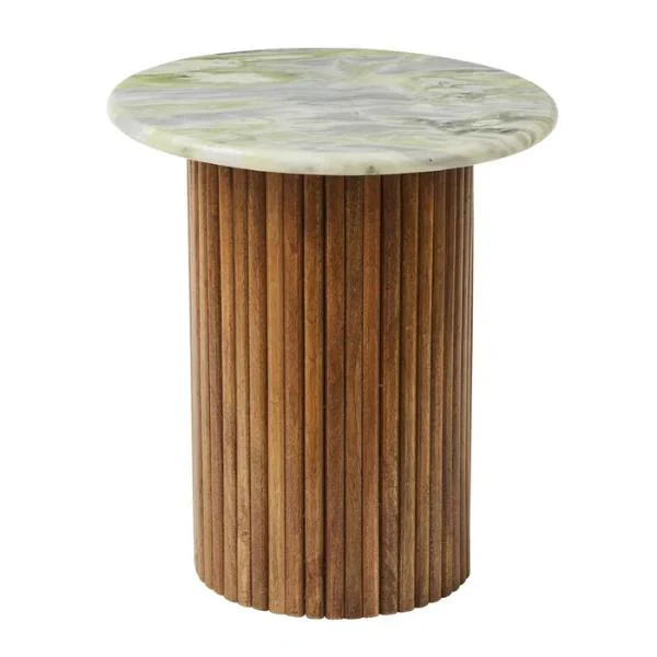 Rainer Marble Wood Side Table - 45cm x 50cm