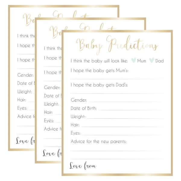 8 Pack Ready To Pop Baby Predictions Game Sheets