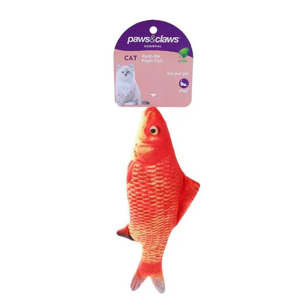 Paws & Claws Orange Real Fish Printed Catnip Toy - 20cm - Image 2