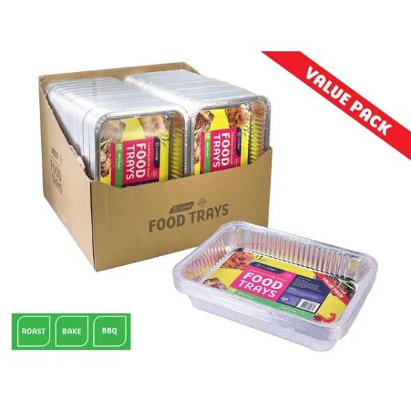 10 Pack Rectangle Value Pack BBQ Foil Tray - 31.5cm x 21.5cm x 4.3cm