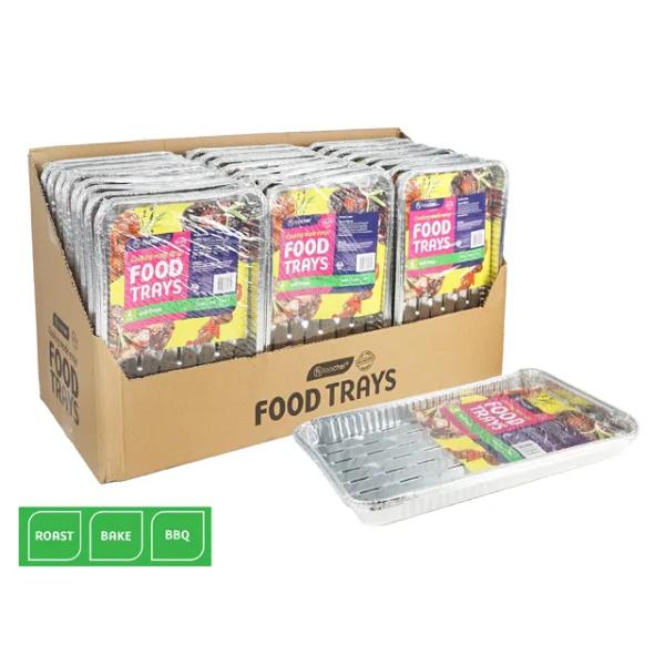 4 Pack Rectangle Foil Grill Tray - 34cm x 23cm x 2.5cm