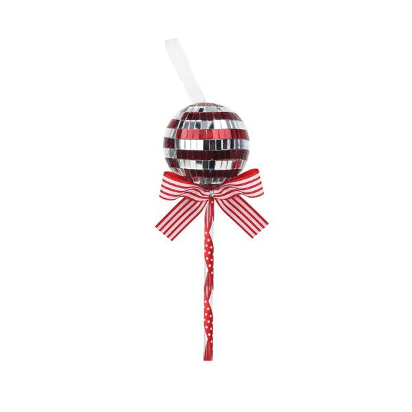 Red & Silver Mirror Candy Pick Ball - 6cm x 15cm