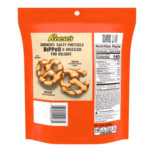 Reeses Milk Chocolate Peanut Butter Dipped Pretzels Candy Bag - 240g - Image 6