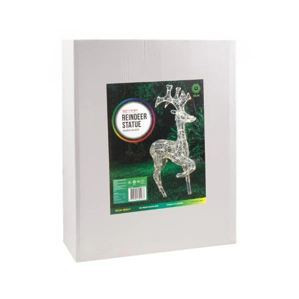 Warm White Reindeer Statue - 90cm