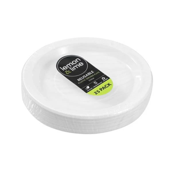 25 Pack Reusable Serving Plate - 22.5cm