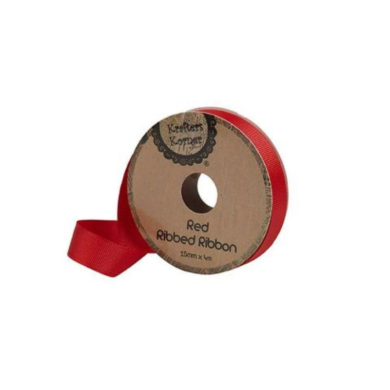 Ribbed Red Ribbon - 15mm x 4m