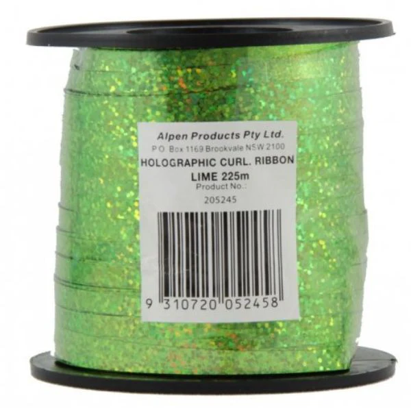 Lime Holographic Curling Ribbon - 225m - Image 3