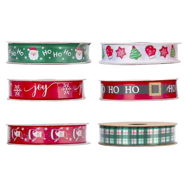 Christmas Printed Ribbon - 1.6cm x 100cm