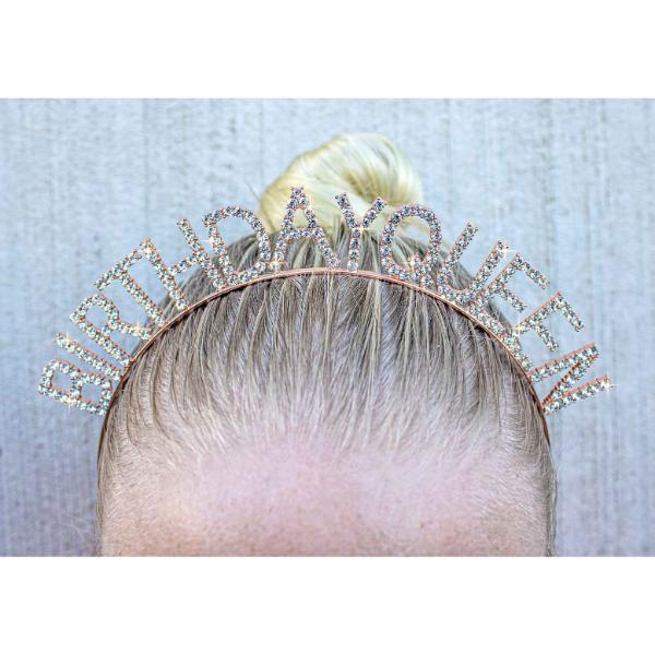 Rose Gold Metal Birthday Queen Headband - Image 2