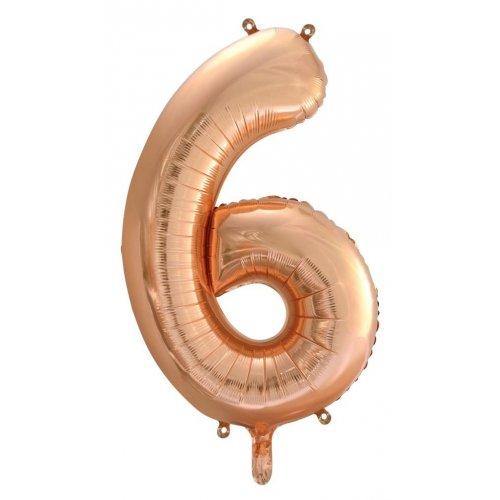 Rose Gold Decrotex Number 6 Foil Balloon - 86cm