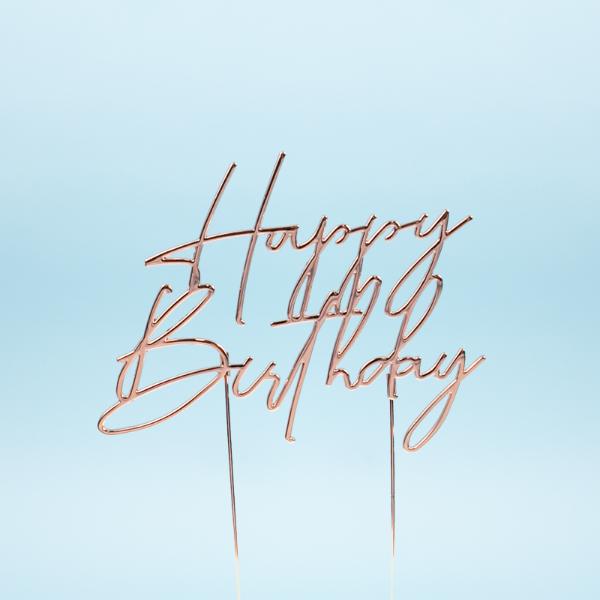 Rose Gold Metal Birthday Cake Topper - Image 4