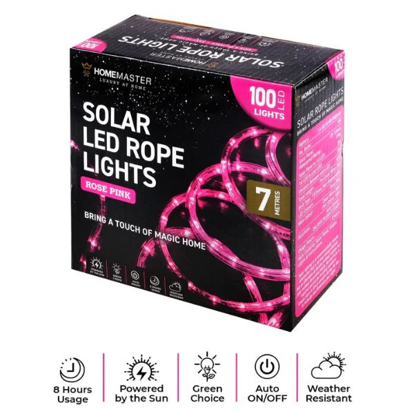 Rose Pink Led Solar Rope Light - 700cm - Image 3