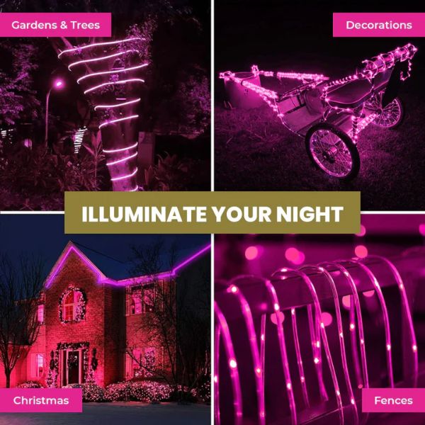 Rose Pink Led Solar Rope Light - 700cm - Image 5