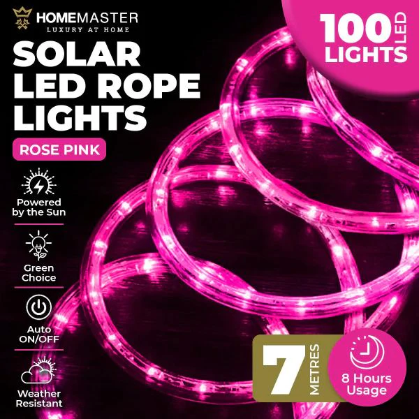 Rose Pink Led Solar Rope Light - 700cm - Image 6