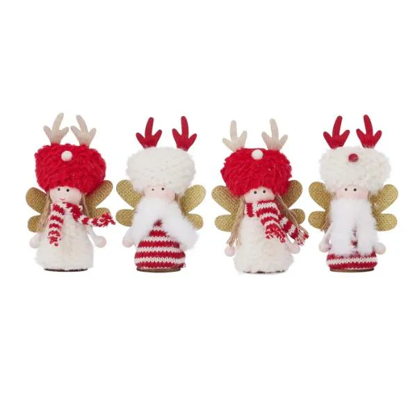 S/4 Angel Hangers Fabric 11cm Red/Wht