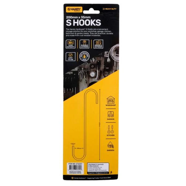 3 Pack Chrome Heavy Duty S Hook - 20cm x 3.5cm x 0.63cm - Image 3