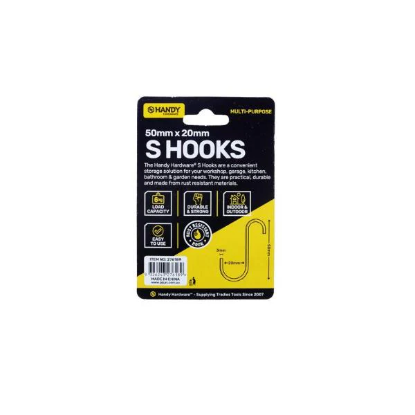 6 Pack Stainless Steel S Hook - 2cm x 0.3cm - Image 3