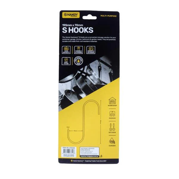 2 Pack Zinc Plated S Hook - 19.5cm x 7cm - Image 3