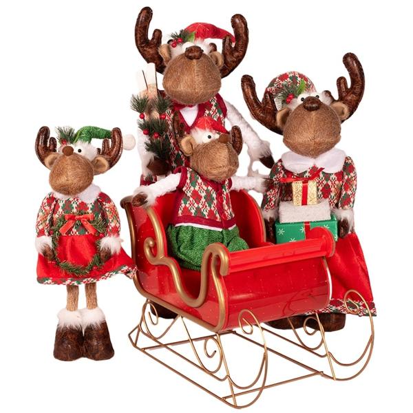 5 Pack Musical Christmas Mouse Family In Sleigh - Image 2