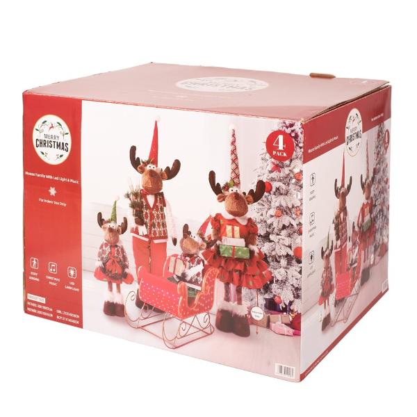 5 Pack Musical Christmas Mouse Family In Sleigh - Image 3